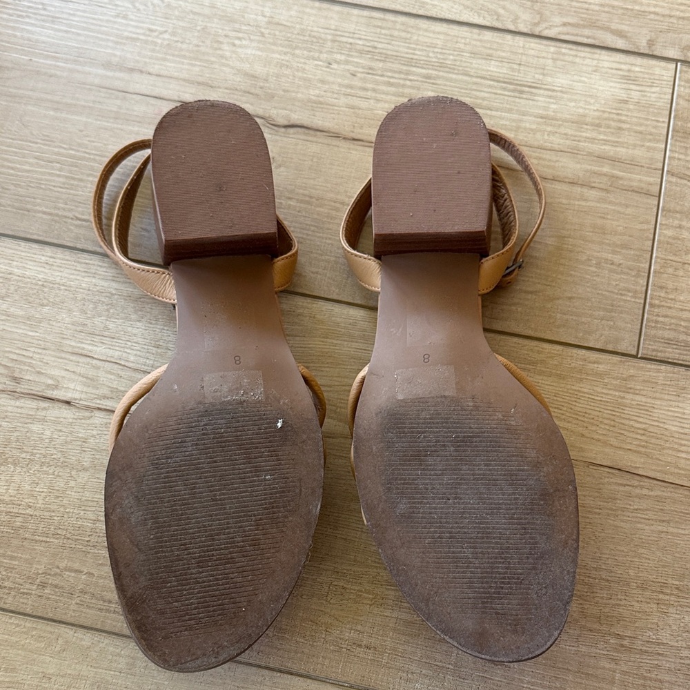 Madewell Gena Sandal - Women’s Tan Strappy Low Block Heel Sandals, - Picture 4 of 6